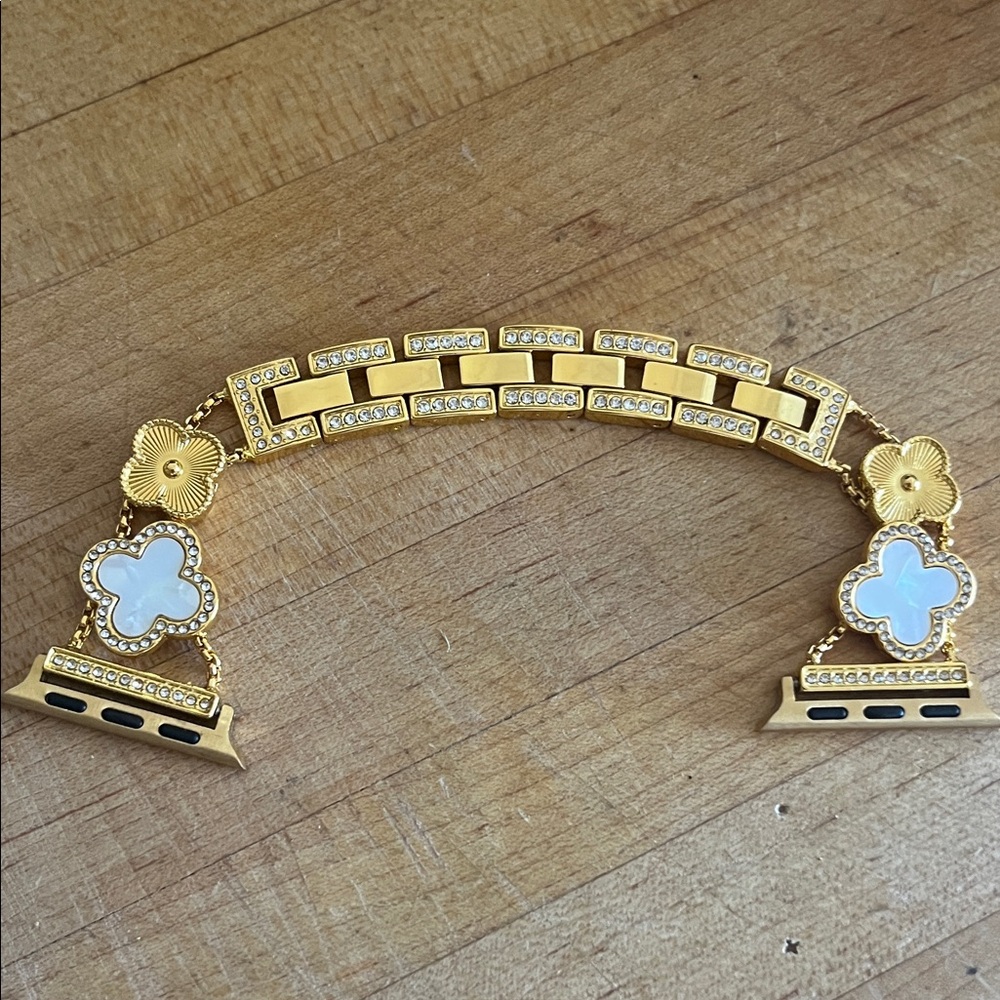 Gold and White Floral Apple Watch band